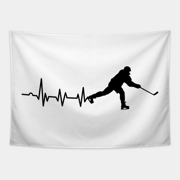 Ice Hockey Heartbeat Ice Hockey Player Gift Tapestry by DragonTees