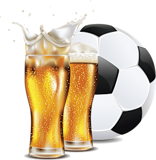 Two pints of beer and soccer ball Magnet