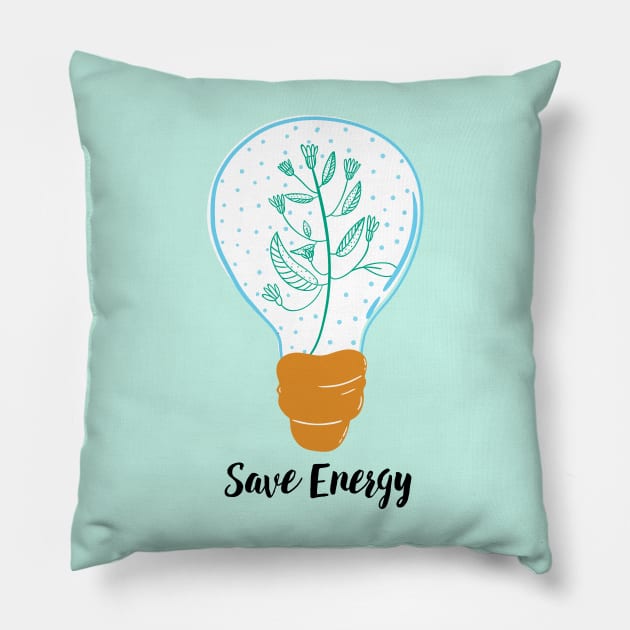 Save Energy Earth Day in Green Pillow by hwprintsco