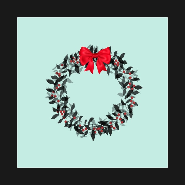 Christmas Wreath with Red Bow by aldersmith