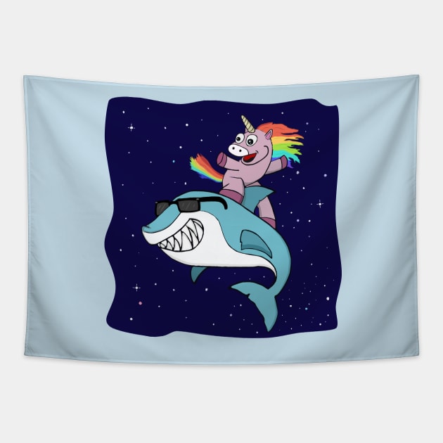 Surfing Unicorn Tapestry by WingnutP