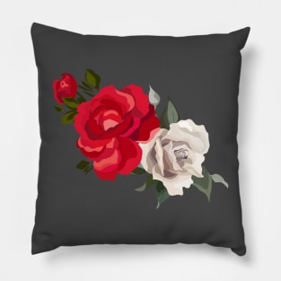 Red and White Roses Pillow