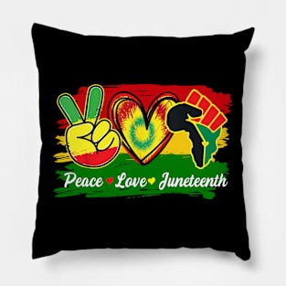 Peace Love Juneteenth Fist Black Girl Black Queen & King Pillow