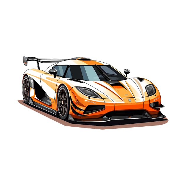 Koenigsegg Orange Cartoon Print by SynchroDesign