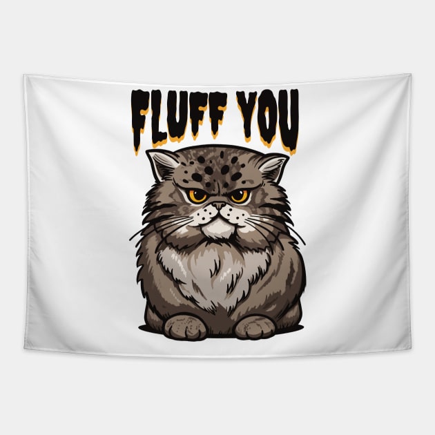 Grumpy Fluff: Cat with Attitude Tapestry by Life2LiveDesign