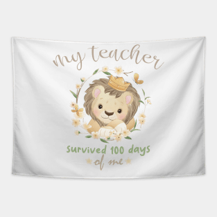 My Teacher Survived 100 Days Of Me, Gift Idea For Kid Student, 100 Days Celebration Tapestry
