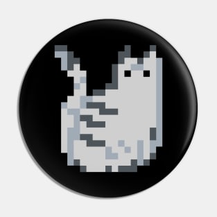 Cat Pixel Art - grey dark Pin