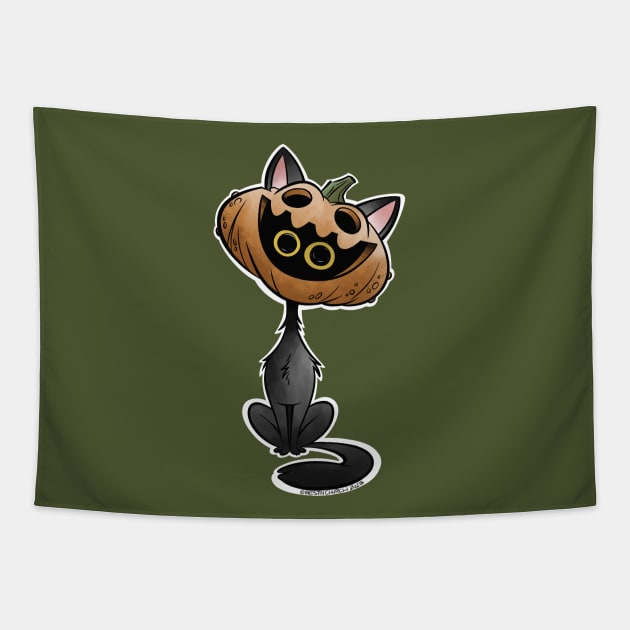 Pumpkin Cat Tapestry by westinchurch