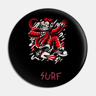 Surfing Alien T-shirt Design Pin