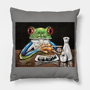 "Sake & Sushi" - Frogs After Five collection Pillow