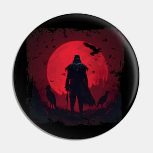 Raven Man Diablo BRZRKR a Witcher on Red Moon Pin