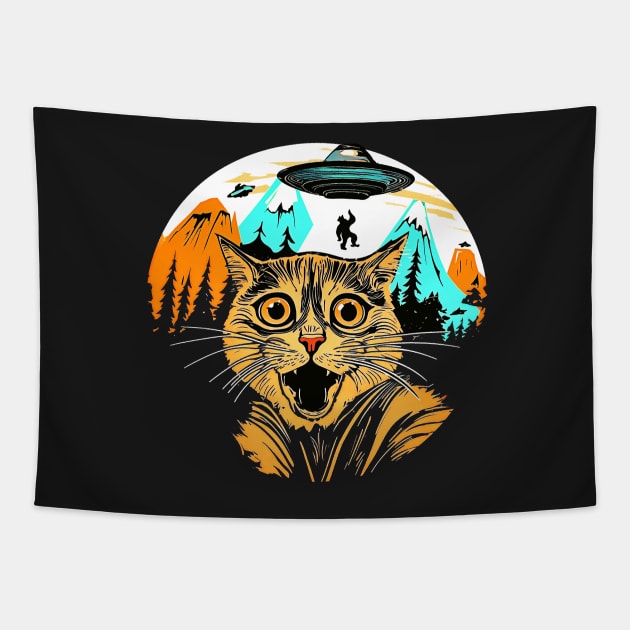 im not saying it was aliens Alien cat ufo Tapestry by masterpiecesai