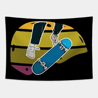 Colorful Retro Skateboard Helmet with Kickflip Tapestry