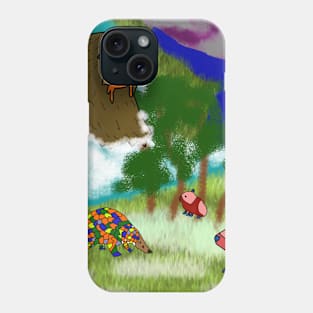 bear of waterfall looking over pangolin and hamster Phone Case