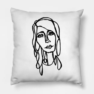 Hand Drawn Kind Girl Portrait Pillow