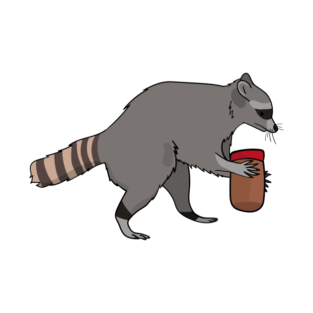 Raccoon Stealing Peanut Butter by jeff's stickers