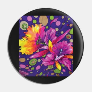 Whimsical Colorful Floral Print Pin