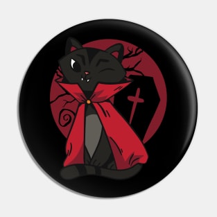 Black Vampire Cat Pin