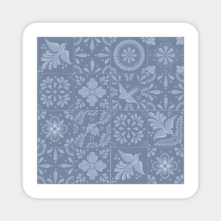 Mexican Elegant Blue Pastel Talavera Tile Pattern by Akbaly Magnet