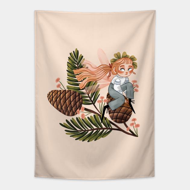 Pine Cone Fairy Tapestry by Iz Ptica