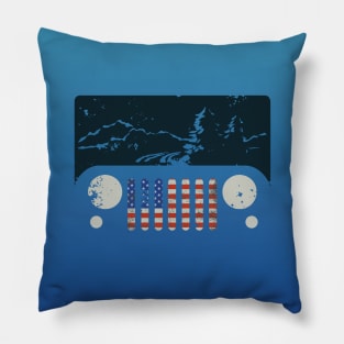 JK or TJ Jeep with  American Flag Grunge Pillow