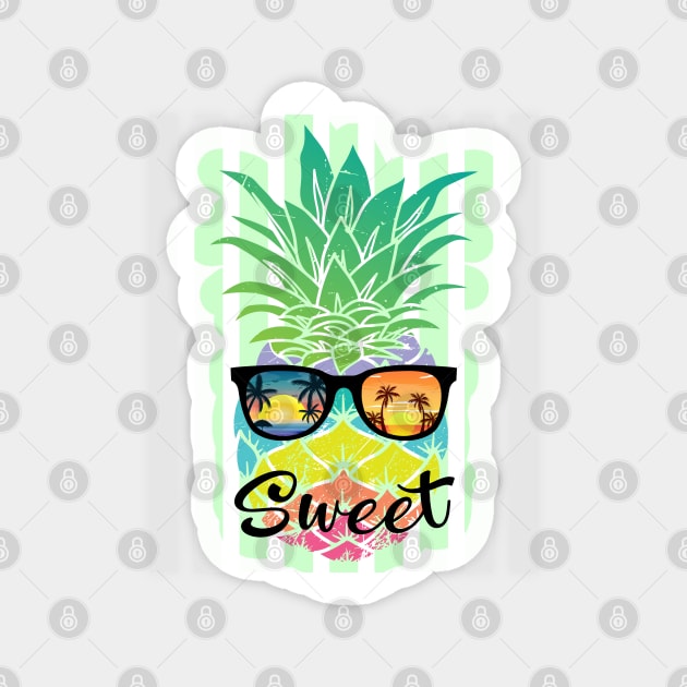 Sweet Tropical Summer - Green Stripes on - Magnet by Peter the T-Shirt Dude