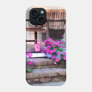 Pink Petunias and Watering Cans Phone Case