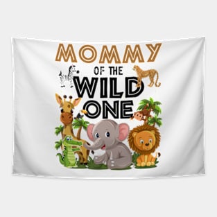 Mommy Of The Wild One Birthday 1st Jungle Family Tapestry