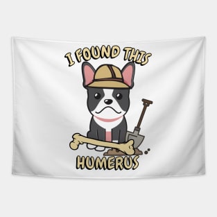 Funny french bulldog is an archaeologist Tapestry