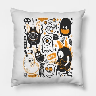 funny monsters doodles Pillow