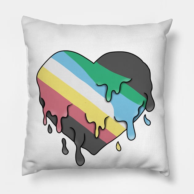 Disability pride flag melting heart Pillow by Becky-Marie