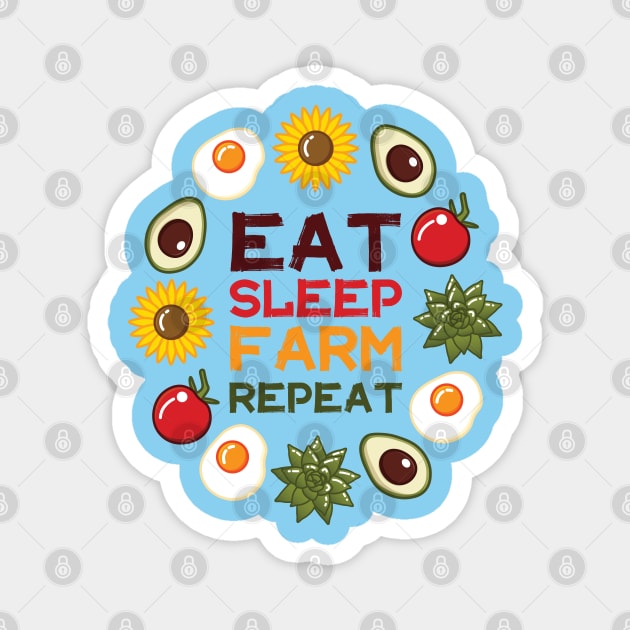 Eat Sleep Farm Repeat | Baby Blue Magnet by Wintre2