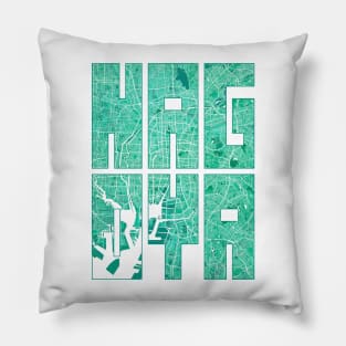 Nagoya, Japan City Map Typography - Watercolor Pillow