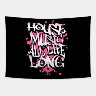 HOUSE MUSIC  - All  Life Graffiti  (pink) Tapestry