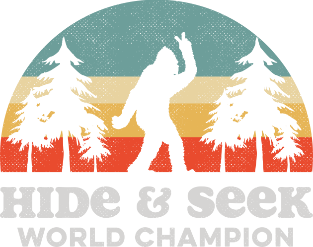 Retro Bigfoot Hide & Seek World Champion Kids T-Shirt by Tingsy