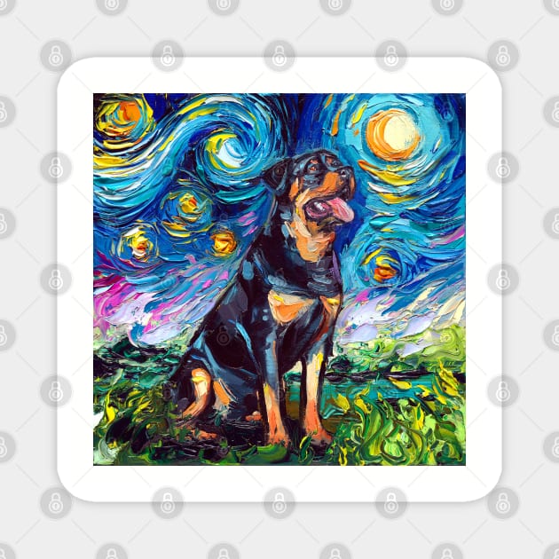 Rottweiler Night 2 Magnet by sagittariusgallery