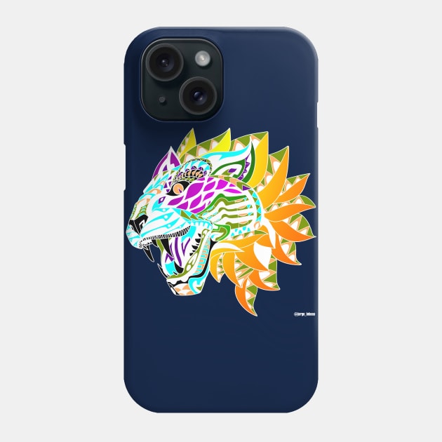 mayan tiger in ecopop pattern zentangle Phone Case by jorge_lebeau