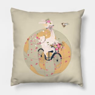 Llama on a bicycle Pillow