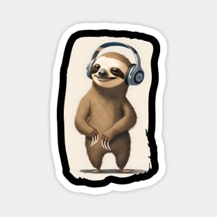Sloth with Headphones Magnet