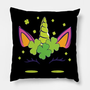 Girls St Patricks Day Unicorn Face Cute Women Pillow