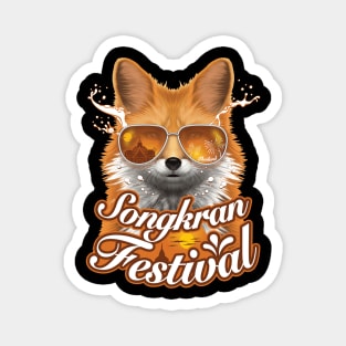 Songkran festival Thailand summer fox tourist wear sunglasses water splash Magnet