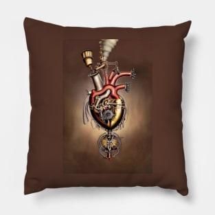 Steampunk mechanical heart Pillow