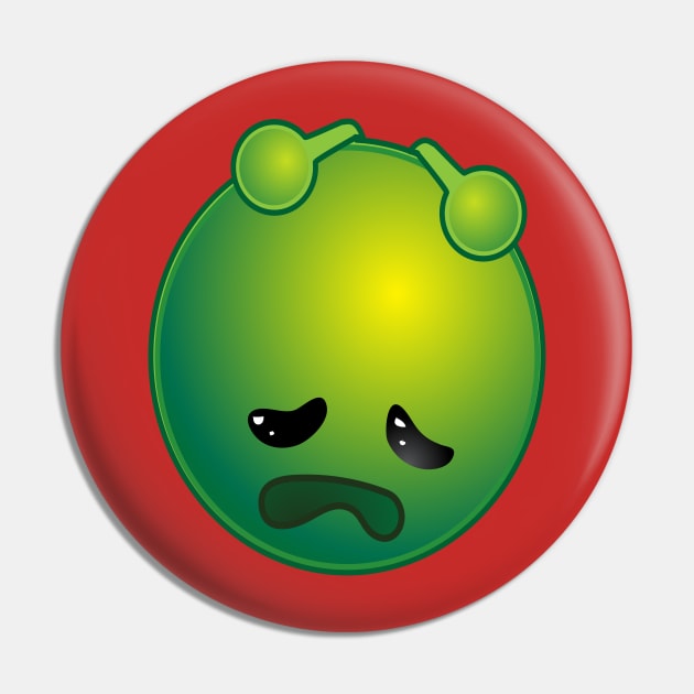 Funny Sad Alien Monster ET Extraterrestrial Martian Green Man Emoji for Women, Men and Kids 4 Pin by PatrioTEEism