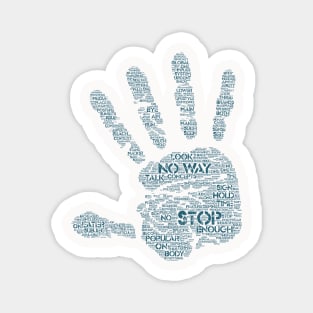 Hand Stop Sign Silhouette Shape Text Word Cloud Magnet