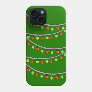 Red and Green Ornament String Lights Christmas Tree Design, made by EndlessEmporium Phone Case