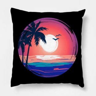 Colorful Beach Sunset Summer Design Pillow