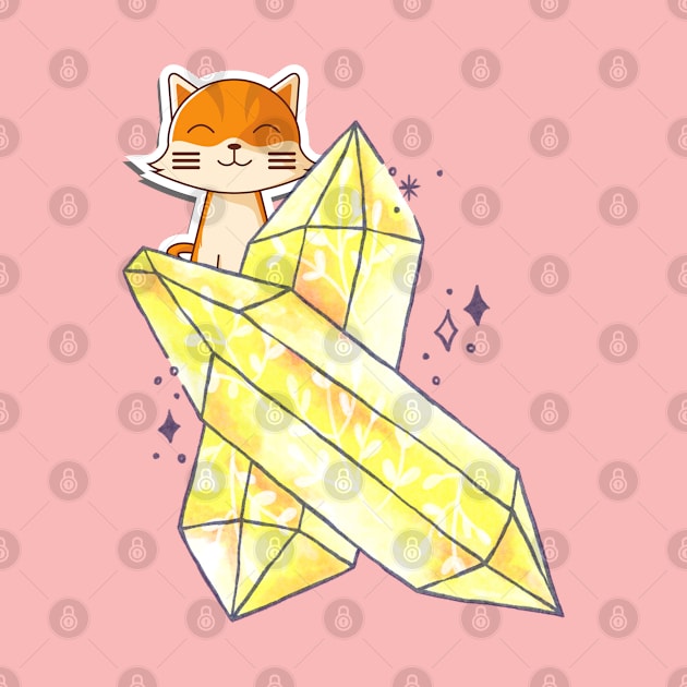 a cat with yellow crystal gems by CatheBelan