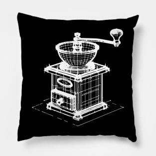 vintage coffee grinder 3d wireframes design Pillow