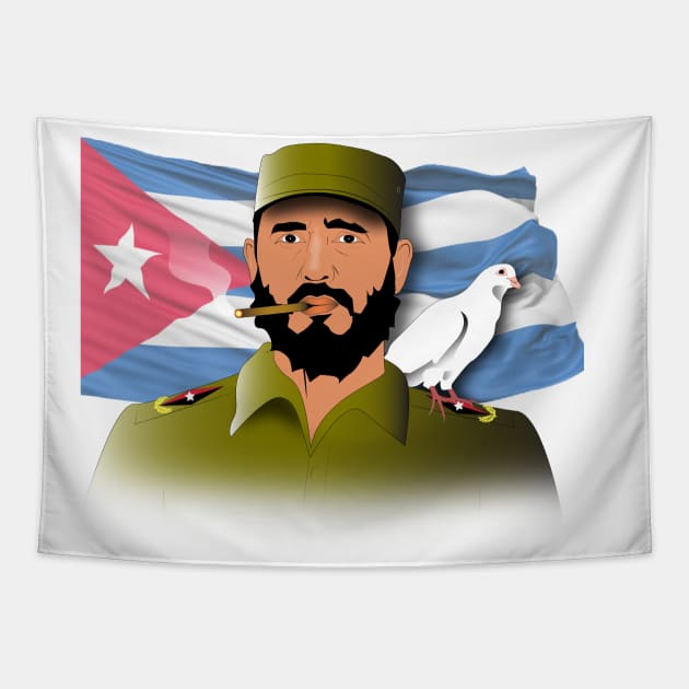 Fidel Castro T-shirt Tapestry by Elcaiman7