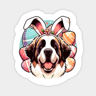 Saint Bernard Celebrates Easter with Bunny Ears Magnet